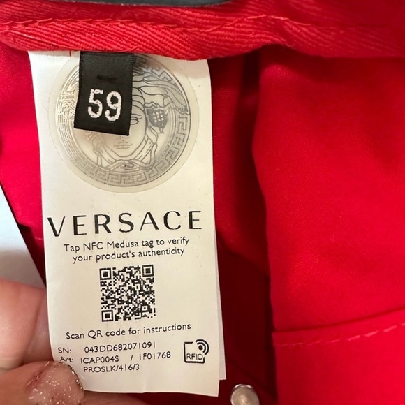 NEW Versace $350 Medusa Head Logo Adjustable Baseball Hat Size 59 Large RED - Picture 4 of 8